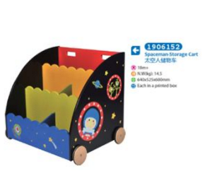 Children Furniture Wooden Toy Box Storage Box with Wheels with Cartoon Pattern