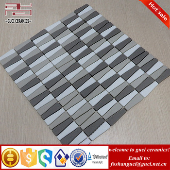 chinese supplier Strip Frosted surface mixed crystal glass mosaic tile for house wall design