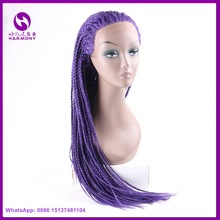 28inch 71cm pre braided box braids lace front synthetic wigs for black woman with heat resistant synthetic fiber