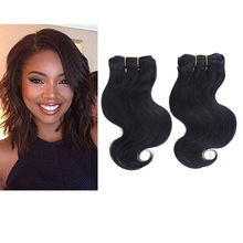 2 pcs black 8'' 7A body wave Brazilian Human Hair Extensions Weave for afro market