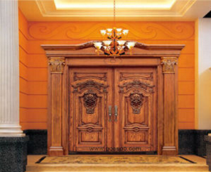 Fancy Wood Door Design Solid Teak Wood Luxury Main Door (XS1-025)