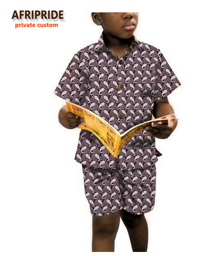 2018 boys short sleeve shirt and pants african clothes for kids children clothing print cotton wax plus size A723601 - buying leads