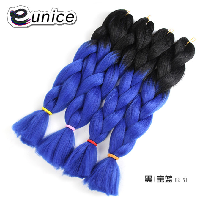 Ombre Color & Triple Color Synthetic Pre Braided Hair Extension FOR Braiding Jumbo Braids Bulk Synthetic Hair 24'' 100g African