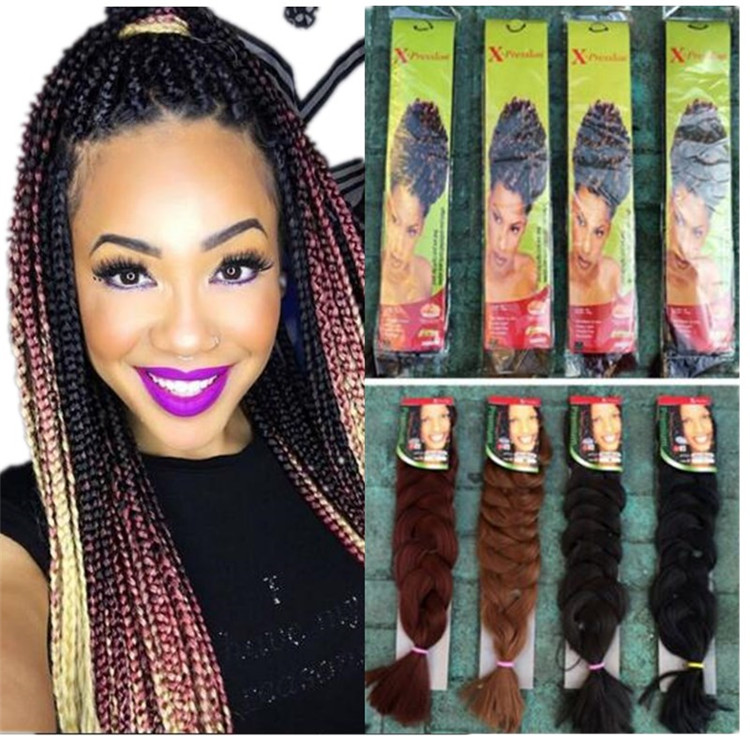 24inch Ombre X-pressions Synthetic Braiding Hair For Crochet Braids Pre-twist Box Braids African Ombre Super Jumbo Braids- buying leads