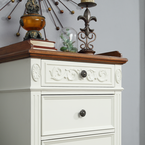 White classic cabinet with five drawers - buying leads