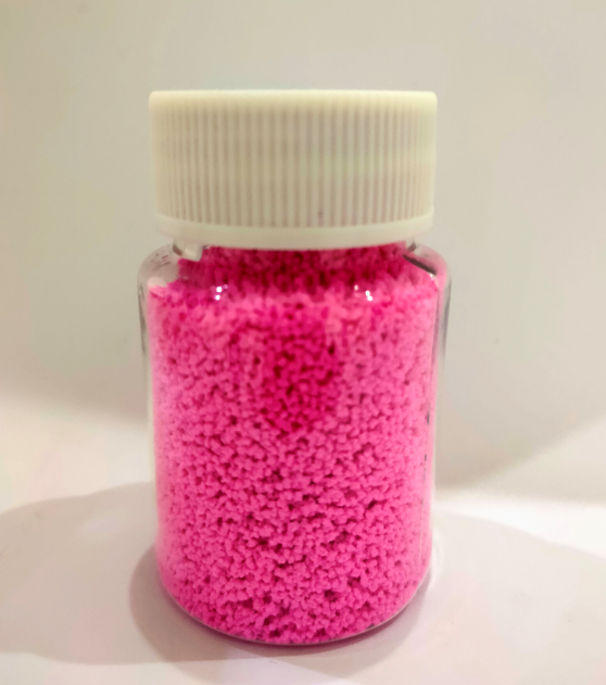 Pink speckles for detergent powder, colored granules, sodium sulfate